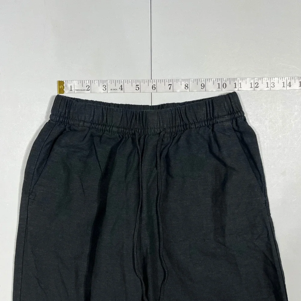H&M Euro Summer Fisherman Linen Blend Elastic Waist Wide Leg Crop Pants Women XS